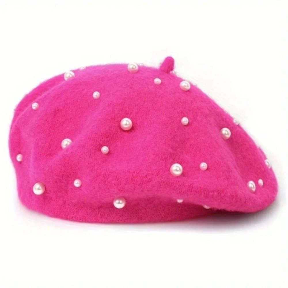 Choice of Brown or Pink pearl Beret